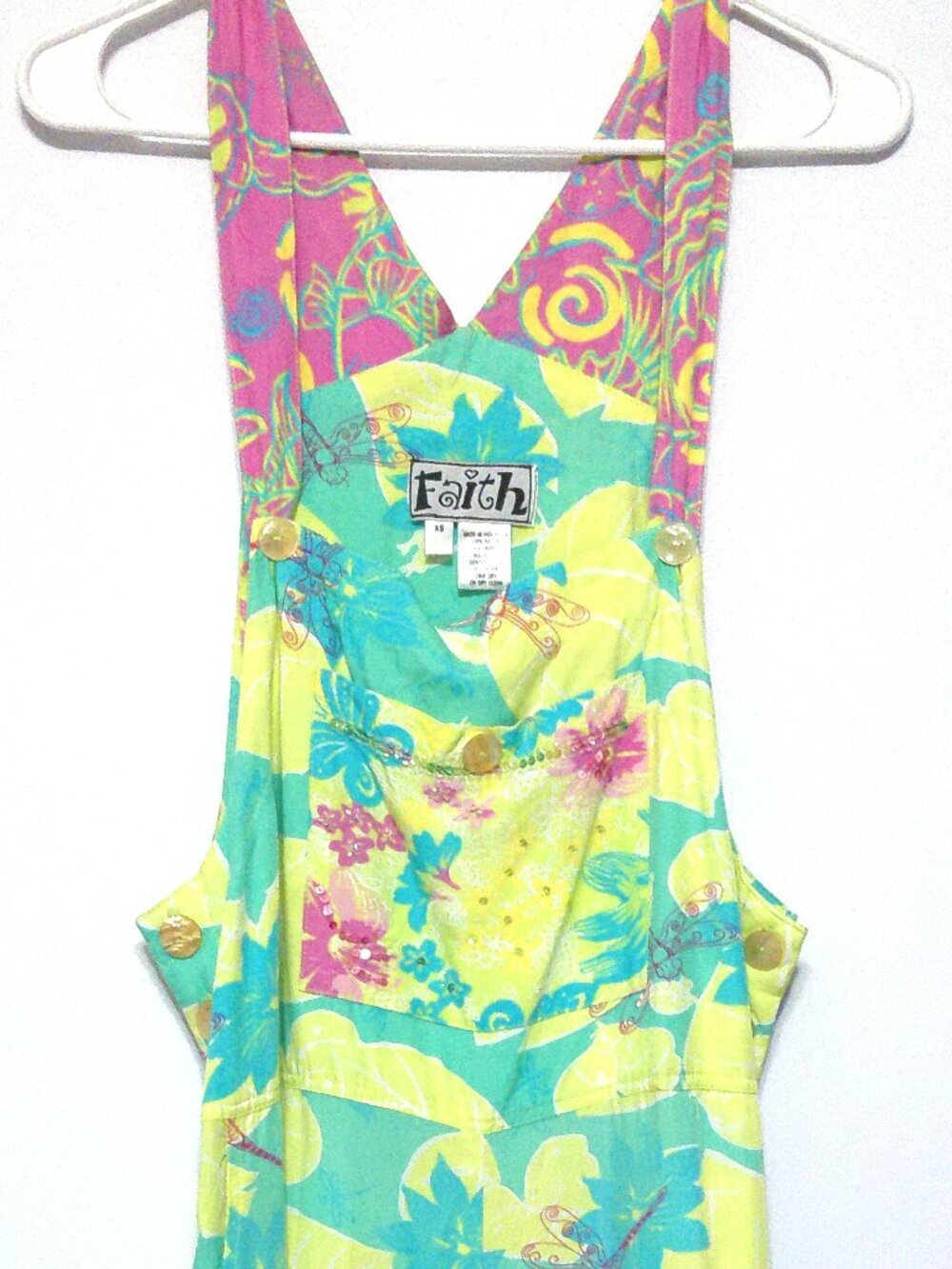 Faith Romper XS Tropical Floral Rayon Rhinestones Wide Leg Culotte Pockets
